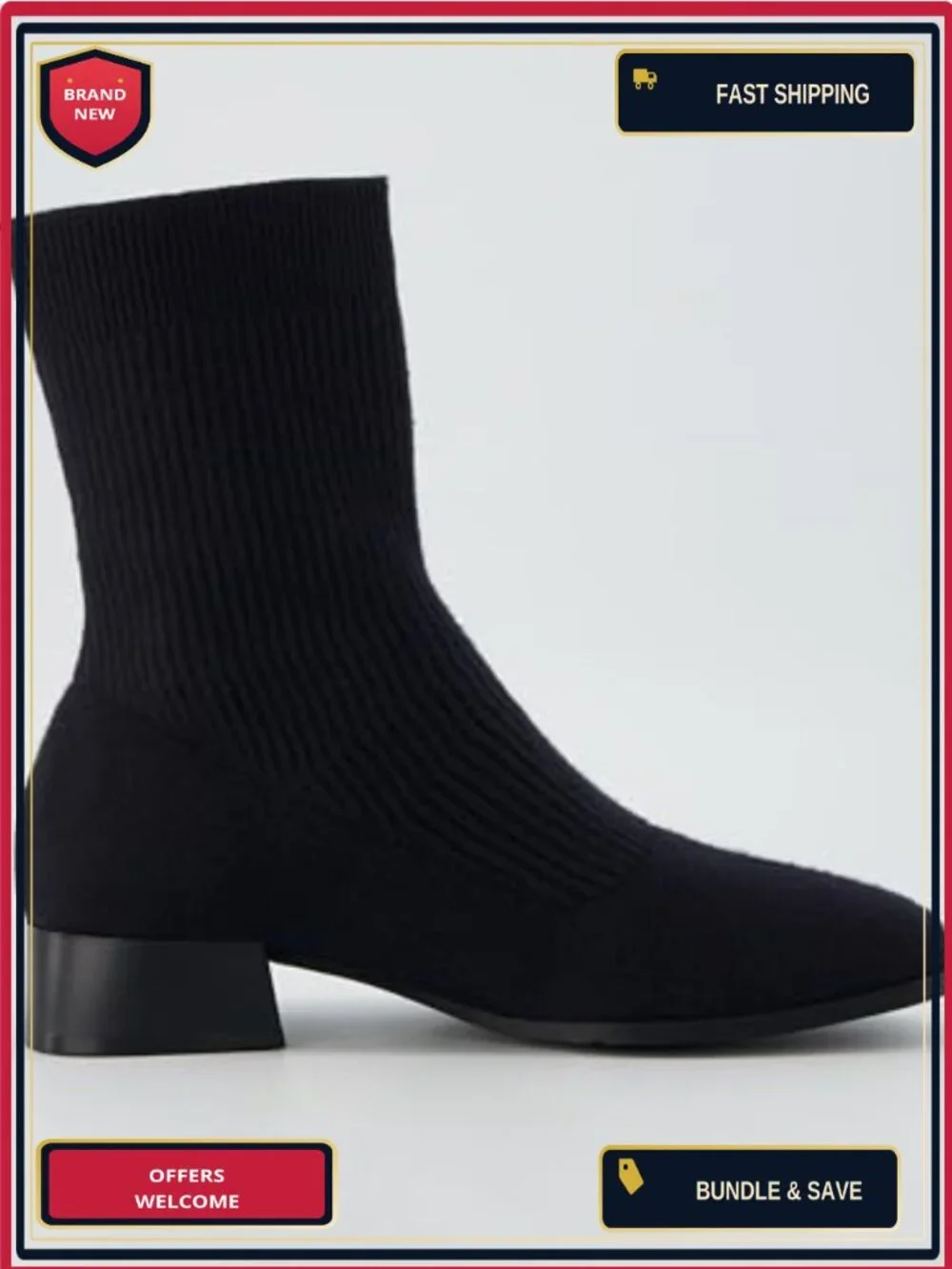 Cushionaire Women's Knit Ankle Boot, Block Heel, Memory Foam, Pull-On